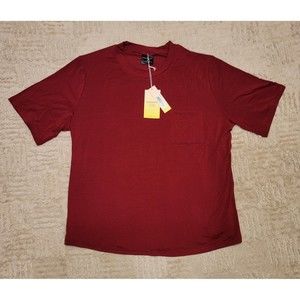 Summersalt Soft Tencel Pocket Short Sleeve T Shirt Pinot Red Womens Size L NWT